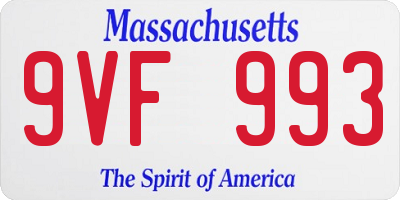 MA license plate 9VF993