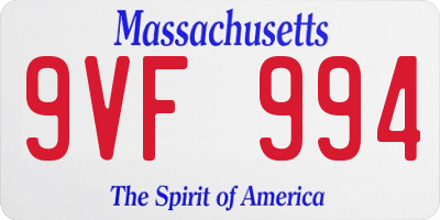 MA license plate 9VF994