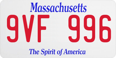 MA license plate 9VF996
