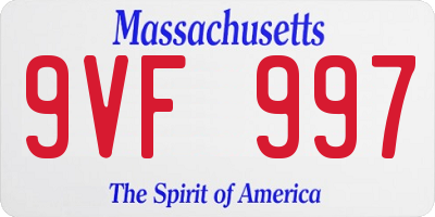 MA license plate 9VF997