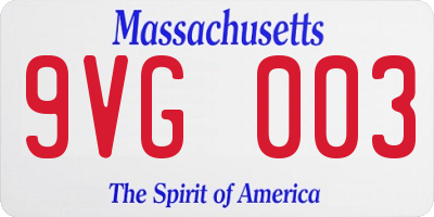 MA license plate 9VG003