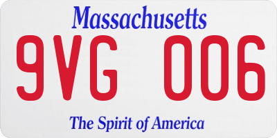 MA license plate 9VG006