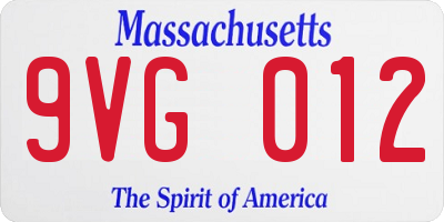 MA license plate 9VG012