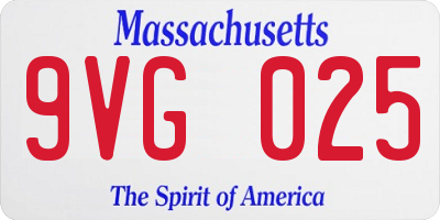 MA license plate 9VG025