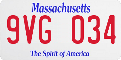 MA license plate 9VG034