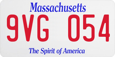 MA license plate 9VG054