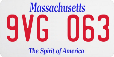 MA license plate 9VG063