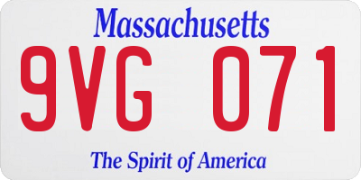MA license plate 9VG071