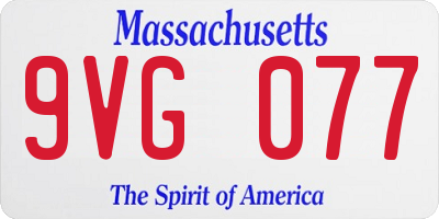 MA license plate 9VG077