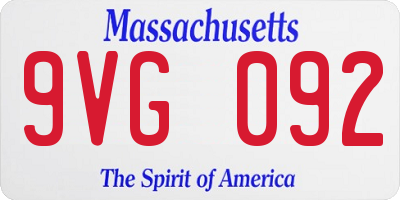 MA license plate 9VG092