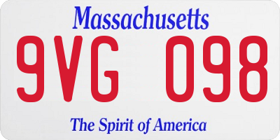 MA license plate 9VG098