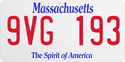 MA license plate 9VG193