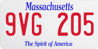 MA license plate 9VG205
