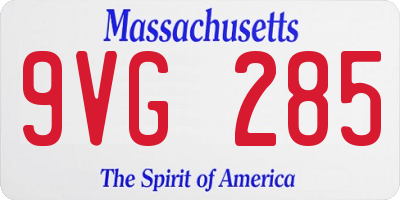 MA license plate 9VG285