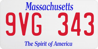 MA license plate 9VG343