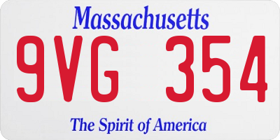 MA license plate 9VG354