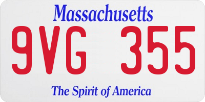 MA license plate 9VG355