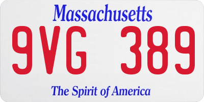 MA license plate 9VG389