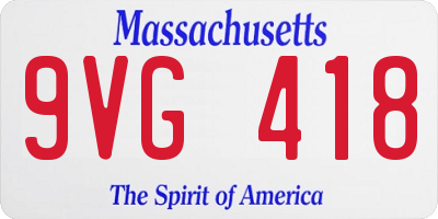 MA license plate 9VG418