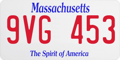 MA license plate 9VG453