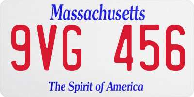 MA license plate 9VG456