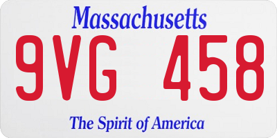 MA license plate 9VG458