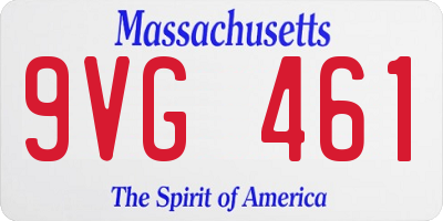 MA license plate 9VG461