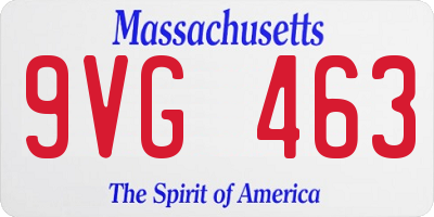 MA license plate 9VG463