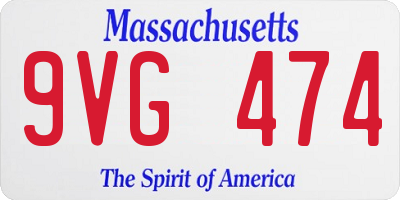 MA license plate 9VG474