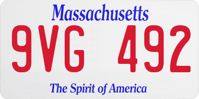 MA license plate 9VG492