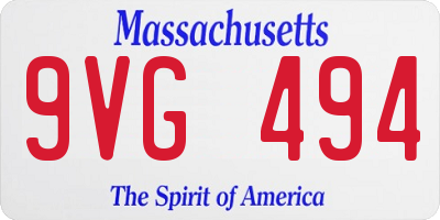 MA license plate 9VG494