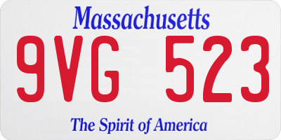 MA license plate 9VG523