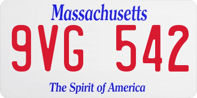 MA license plate 9VG542