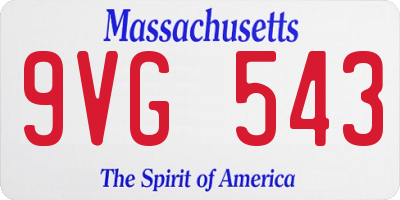 MA license plate 9VG543