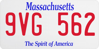 MA license plate 9VG562