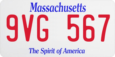 MA license plate 9VG567