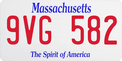 MA license plate 9VG582