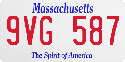 MA license plate 9VG587