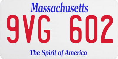 MA license plate 9VG602