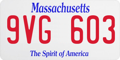 MA license plate 9VG603