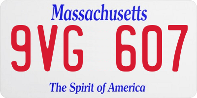 MA license plate 9VG607