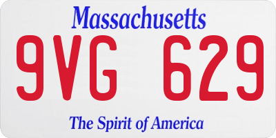MA license plate 9VG629