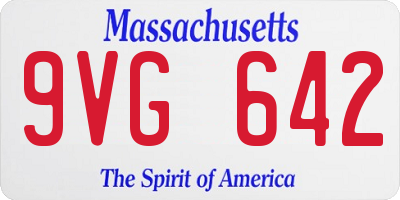 MA license plate 9VG642