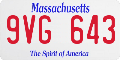 MA license plate 9VG643