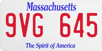 MA license plate 9VG645