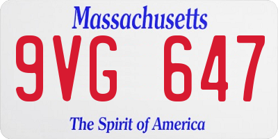 MA license plate 9VG647
