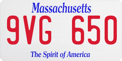 MA license plate 9VG650
