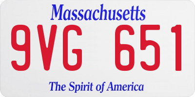MA license plate 9VG651