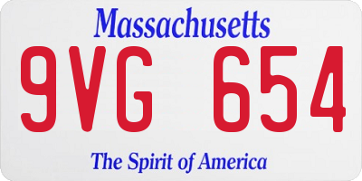 MA license plate 9VG654