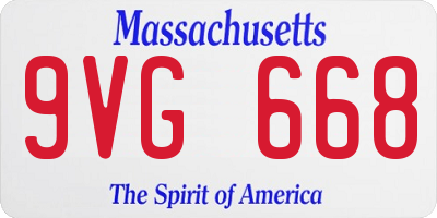MA license plate 9VG668
